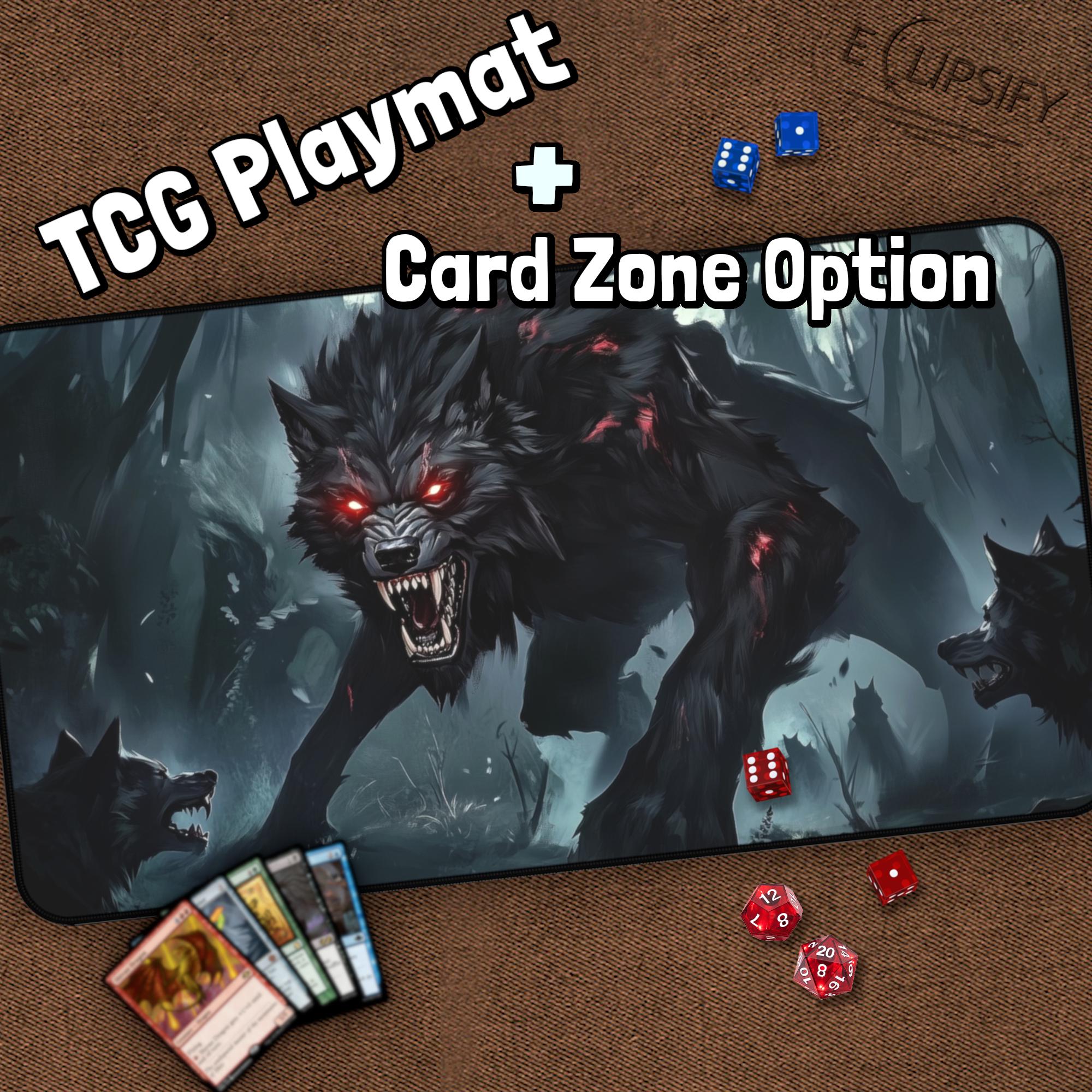 Wolf Pack TCG Playmat, Giant Wolf, MTG Desk Mat for Card Gamers
