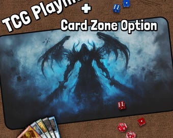 Archangel TCG Blue Playmat, Dark Angel, Angel MTG Play Mat With Zones, Weeping Angel Playmat, Gifts for Gamers, Board Game