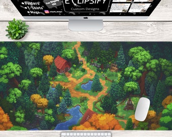 Farm Pixel Art Desk Mat, Star Valley Mouse Pad, Forrest Mouse Pads, Top Down Desk Mat, TCG Play Mat, Gaming Mouse Pad, Gaming Desk Mat