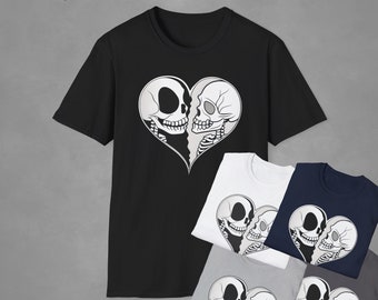 Skull Love Heart Shirt, Love Heart Shirt, Cute T Shirt, Skull Shirt, Cartoon Shirt, Skull Cloths, cloths, Cute
