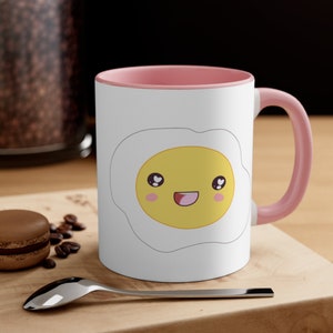 Smiling Egg Face Dimples Cute Kawaii Anime Accent Coffee Mug, 11oz