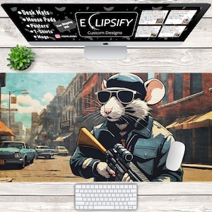 Ratten Mafia Maus Pad, Ratten Mafia Maus Pad, Mafia, Videospiel, Gamer Geschenk, Gaming Maus Pad, Gaming Schreibtischmatte, Lustig, Meme
