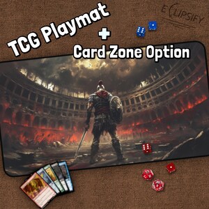 Tapete de jogo Gladiador TCG, Souls, Tapete de jogo Bonfire Knight com zonas, Coliseu, Roma, Fantasia, Tapete de jogo, Presentes para jogadores, Jogo de tabuleiro
