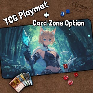 Tapete de juego Crystal Girl TCG, tapete Maiden MTG con zonas, tapete de juego Anime Magical Girl, Kawaii Girl, regalos para gamers, juego de mesa