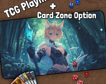 Crystal Girl TKG Krabbeldecke, Maiden MTG Spielmatte mit Bereiche, Anime Magical Girl Krabbeldecke, Kawaii Girl, Geschenke für Gamer, Brettspiel