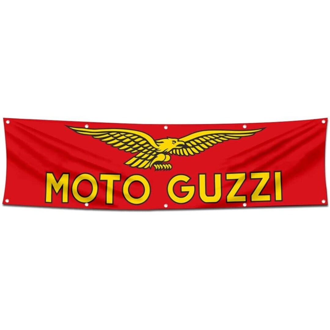 Drapeau Moto Guzzi 90x150cm – Bannière Motorsport Avec 4 Œillets, Neuf