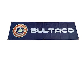Bultaco Racing Flag Banner Sign 1.5x5ft