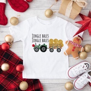 Jingle Bales de Noël, tracteur de Noël, Jingle Bales, chemise de Noël pour enfants, chemise de ferme de Noël, t-shirt de Noël, correspondance de Noël