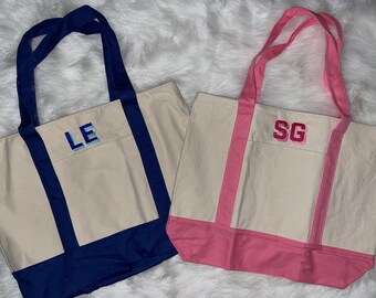 Geborduurde gepersonaliseerde draagtas – aangepaste naam canvas tas, cadeau voor haar, tas bruidsmeisje, waardering leraar, draagtas met monogram