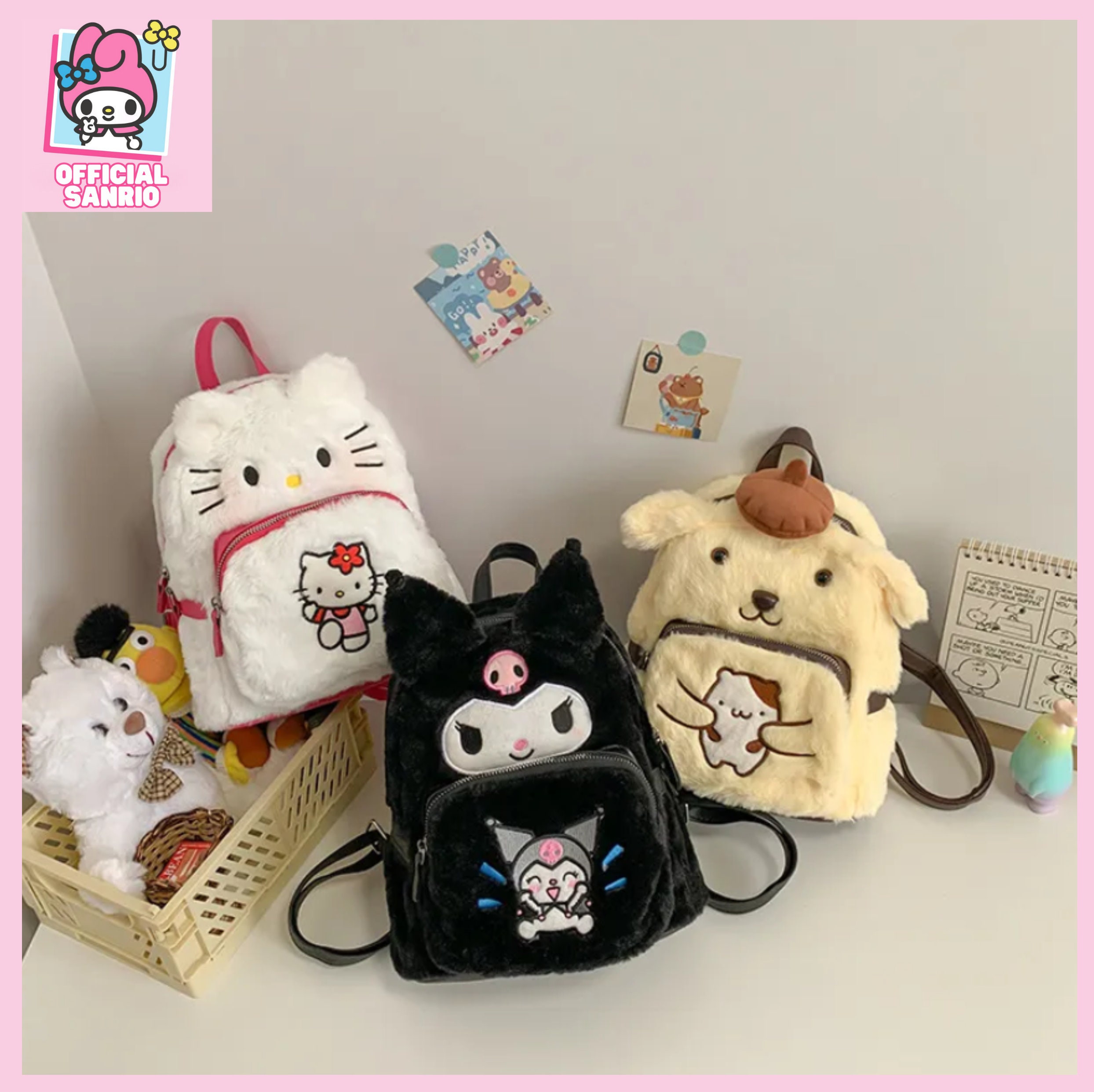 Hello Kitty Backpack Plushie Bag Cute Kids Backpack Hello Etsy