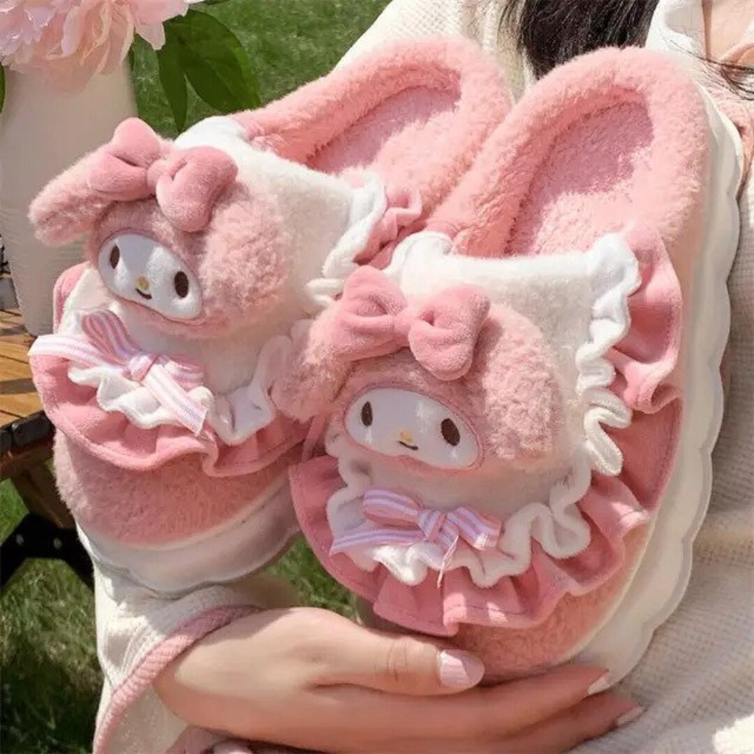Hello Kitty Fuzzy Slippers for Kids, Girls Slides, Cute and Cozy Slip ...