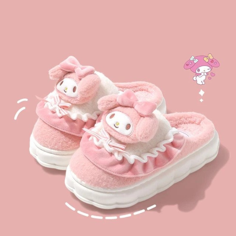 Hello Kitty Fuzzy Slippers for Kids, Girls Slides, Cute and Cozy Slip ...