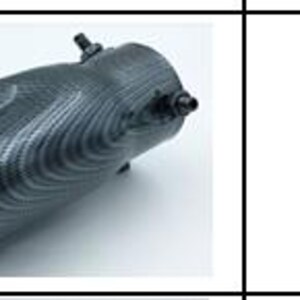 May include: A carbon fiber exhaust tip with a glossy finish. The tip has a curved design and features a visible carbon fiber weave pattern. Two small bolts are visible on the side. The number 63 is in a white box.