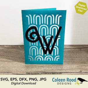 Greeting card, Monogram card, Letter W card, Art Deco card, Birthday card, stacked paper card, Lantern card, paper lantern, 3D cut, svg file