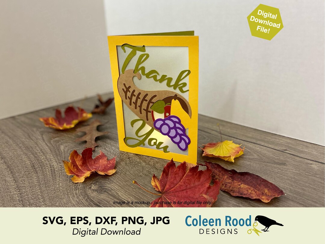 Cornucopia Thank You Card SVG, Fall Harvest Card, Autumn Thank You