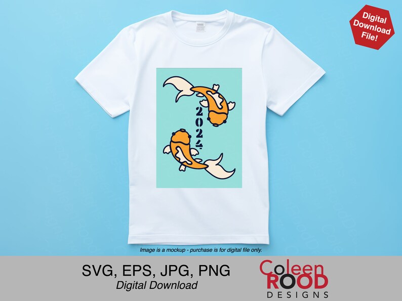 Koi 2024, 2024 Card Svg, 2024 Poster Svg, Fish 2024 Svg, New Year Card