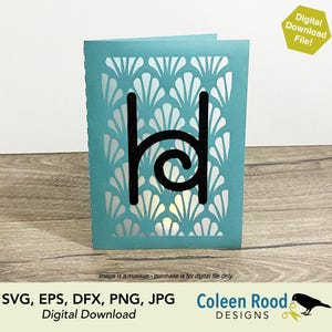 Grußkarte, Monogramm Karte, Buchstabe H Karte, Art Deco Karte, Geburtstagskarte, gestapelte Papierkarte, Laternenkarte, Laterne, 3D Schnitt, svg Datei
