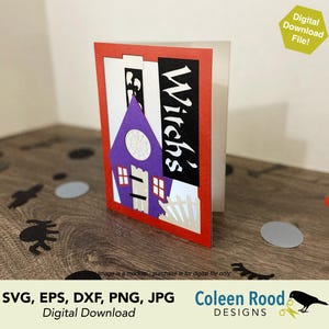 Häxans huskort SVG: 3D-hemsökt Halloween-papperspyssel (digital nedladdning)
