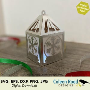 Silver snöglobslykta SVG: Layered Vellum Christmas Cut File (Digital nedladdning)