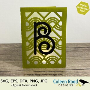 Grußkarte, Monogramm Karte, Buchstabe B Karte, Art Deco Karte, Geburtstagskarte, Stapelkarte, Laterne Karte, Laterne, 3D Schnitt, svg