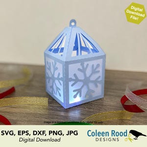 Snöflinga Mini Lantern SVG Klippfil: Vinter Vellum Ljuslådedekor (Digital Nedladdning)