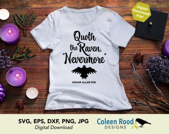 Nevermore Raven SVG Edgar Allan Poe Gothic Design Digital Download