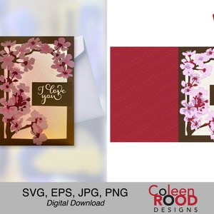 桜の愛してるカード ランタン、桜、ピンク、花 svg、カード、記念日カード、春、ランタン、提灯、ファイル svg