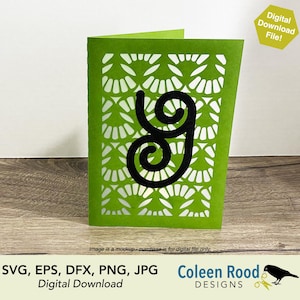 Tarjeta de felicitación, tarjeta con monograma, tarjeta con la letra Y, tarjeta Art Déco, tarjeta de cumpleaños, tarjeta de papel apilado, tarjeta de linterna, linterna de papel, corte 3D, archivo SVG