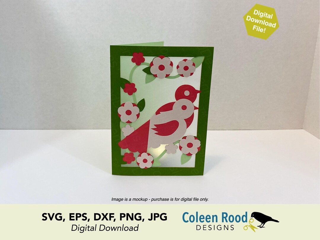 Colleen Rood Blumen Vogel SVG Grußkarte 3D Papier Laterne Cut Datei digitaler ...