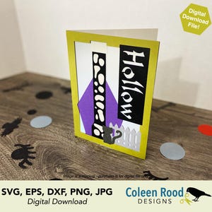 Ihålig kattkort SVG: 3D spökhus Halloween papperspyssellykta (digital nedladdning)