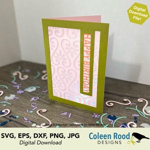 Layered Lantern Card SVG: Sakura Cherry Blossom födelsedagshälsning (digital nedladdning)
