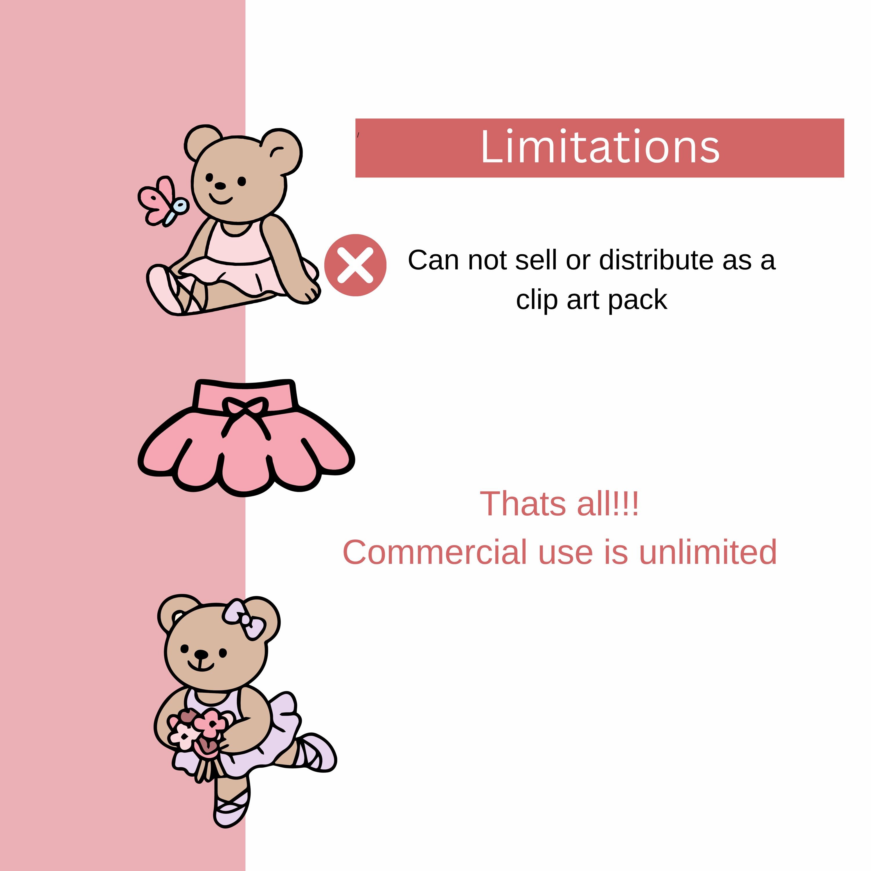 Ballerina Teddy Bears Clipart Set – Cute Dancing Bear Illustrations in ...