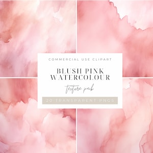 Blush Pink Watercolour Texture Digital Paper PNG, Junk Journaling, Bundle, Commercial Use Digital Instant Download