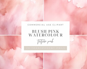 Blush Pink Watercolour Texture Digital Paper PNG, Junk Journaling, Bundle, Commercial Use Digital Instant Download