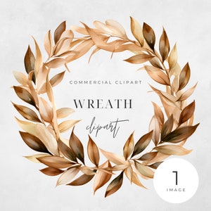 Aquarell Bronze braun Kranz Clipart, EINZELBILD, Blumen, halbe Kränze, Hochzeit minimalistisch, Blätter, transparent png, kommerzielle Nutzung