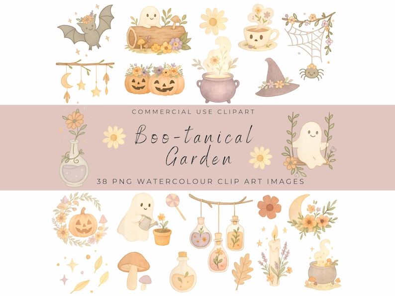 Puede incluir: Un conjunto de 38 im&aacute;genes de clip art de acuarela con un tema de Halloween caprichoso. Las im&aacute;genes incluyen fantasmas, calabazas, calderos, murci&eacute;lagos, telara&ntilde;as y otros elementos espeluznantes. Las im&aacute;genes son perfectas para agregar un toque de diversi&oacute;n de Halloween a tus proyectos.