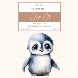 Skurril Pinguin Clip Art Pack - Perfekt für kommerzielle Nutzung, Digitales Scrapbooking & mehr, süße Aquarell Tiere
