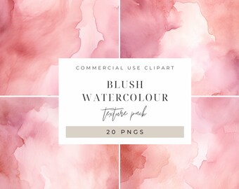 Blush Pink Watercolour Texture Digital Paper PNG, Junk Journaling, Bundle, Commercial Use Digital Instant Download