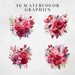 Valentines Red Floral Bouquet Watercolor Clipart PNG, Junk Journaling ...