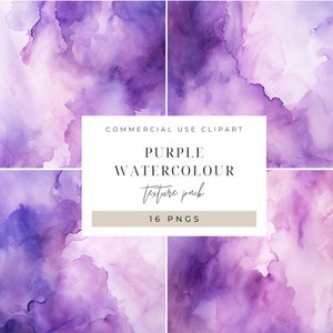Purple Watercolour Texture Digital Paper PNG, Junk Journaling, Bundle, Commercial Use Digital Instant Download