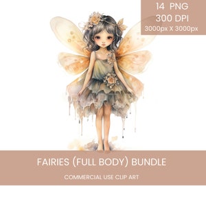 Grillige feeën in aquarel Clip Art Pack aquarel, clipart of commercieel gebruik, sprookjes aquarel, aquarel png
