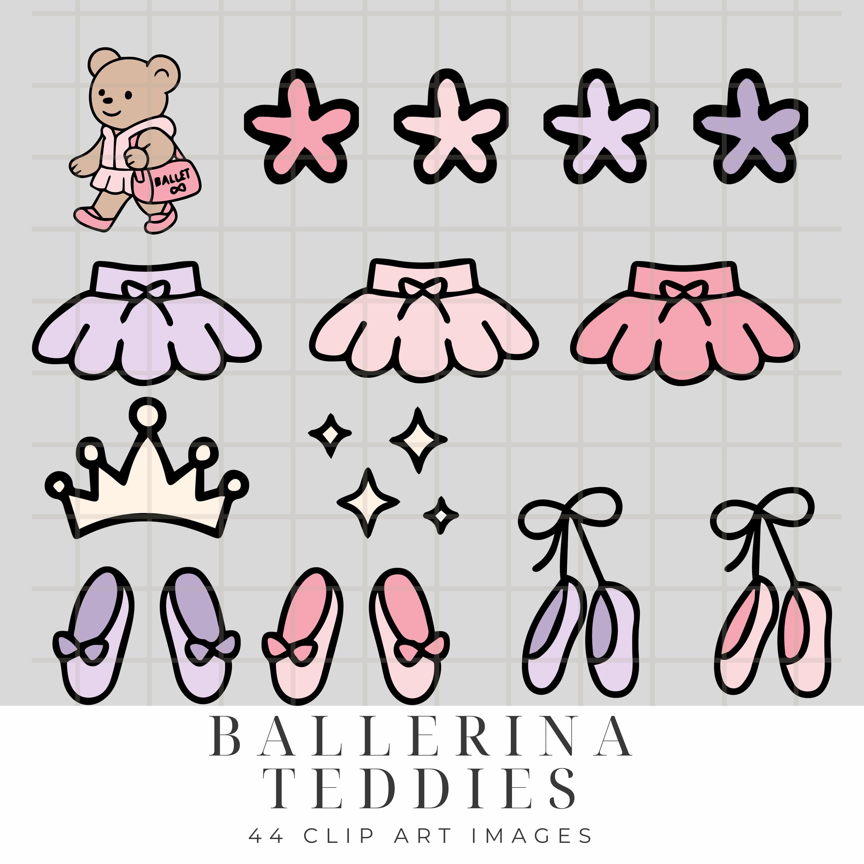 Ballerina Teddy Bears Clipart Set – Cute Dancing Bear Illustrations in ...