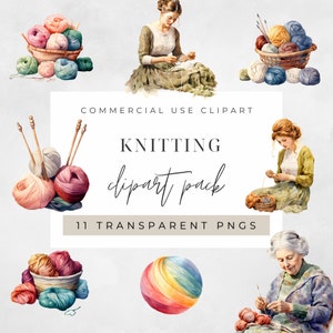 Graphismes clipart tricot aquarelle : téléchargement immédiat pour un usage commercial