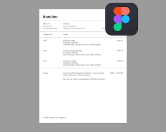 Invoice Template for Figma - Small business | Modern and Professional Invoice | Perfect for freelancers