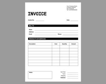 Invoice Template PDF/InDesign. Editable Invoice Template. Invoice Form