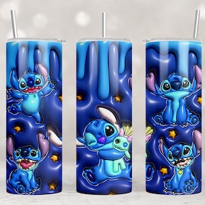 3D Inflated Blue Stitch Collage, Ready To press Sublimation Transfer. 30 oz prints, 20 oz prints, tumbler prints