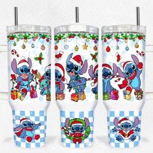 BLUE STITCH CHECKERED Christmas, 40 oz, Ready To press Sublimation Transfer, 30 oz prints, 20 oz prints, tumbler prints