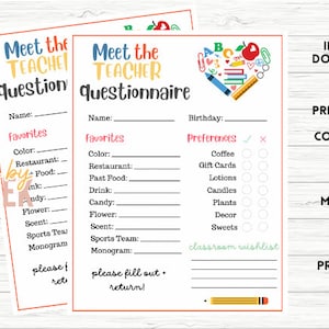 Teacher Favorites // Teacher Questionnaire // Teacher Survey // Teacher Printable // Back to School Questionnaire // Teacher Appreciation