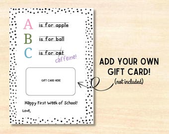 Regalo para profesores de cafeína // Tarjeta de regalo de café para profesores // Tarjeta de regalo para profesores imprimible // Regalo para profesores de Starbucks // Regalo para profesores de Dunkin para imprimir