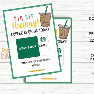 Printable Teacher Coffee Gift // Teacher Thank You Gift // Teacher Thank You Gift // Teacher Appreciation // Teacher Starbucks Gift Card